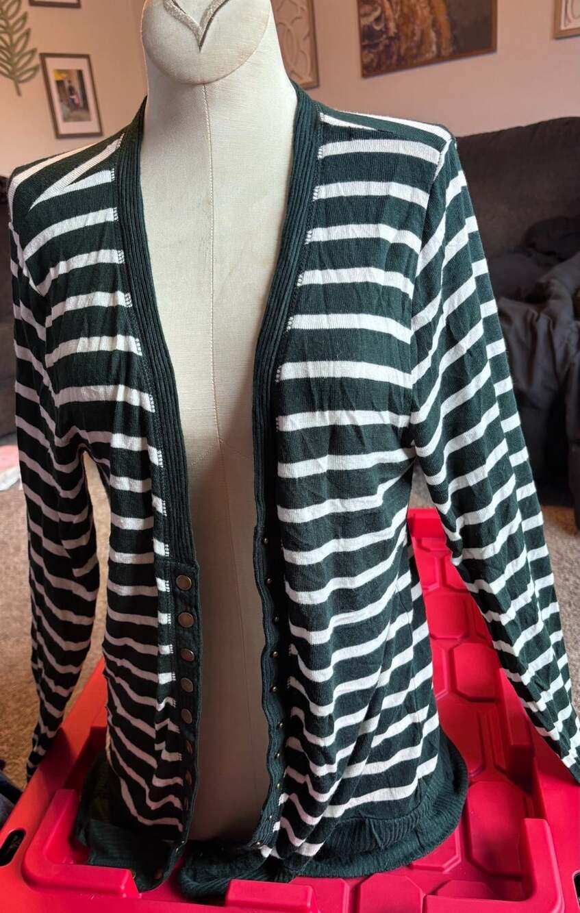 Zenana Striped Cardigan Size XL Green